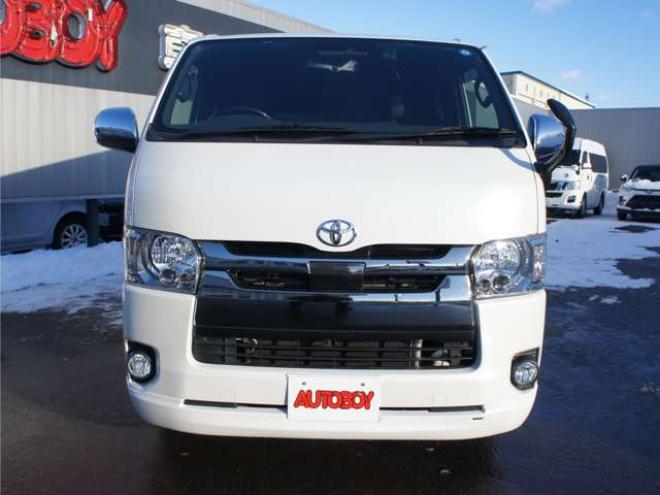 ハイエースバン2.8 スーパーGL ダークプライムII ロングボディ ディーゼルターボ 4WD　ワンオーナー　メモリーナビTV　バックカメラ　ワークエクストラップ17インチAW　ローダウン　415コブラフロントスポイラー　両側パワースライドドア　AC100V　トヨタセーフティセンス　寒冷地仕様 2800