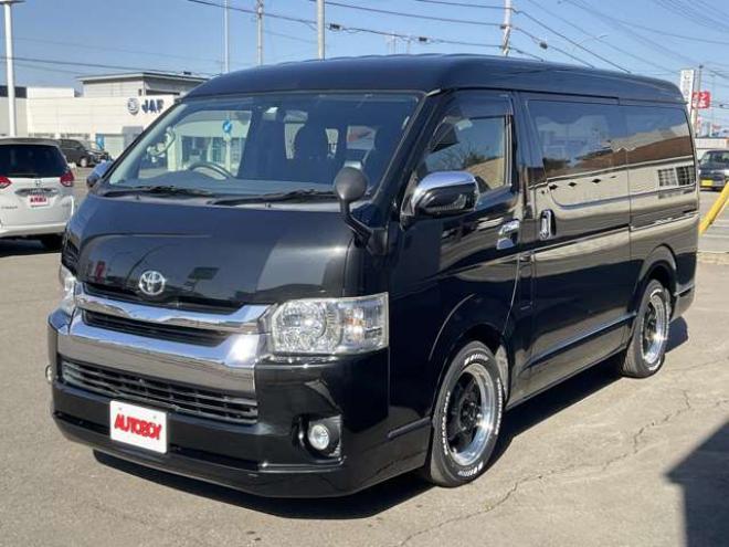 ハイエース2.7 GL ロング ミドルルーフ 4WD　社外メモリーナビTV　バックカメラ　ワークエクストラップ17インチアルミ　415コブラフロントスポイラー　パワースライドドア　LEDヘッドライト　Wエアバック　スマートキー　AC100V 2700