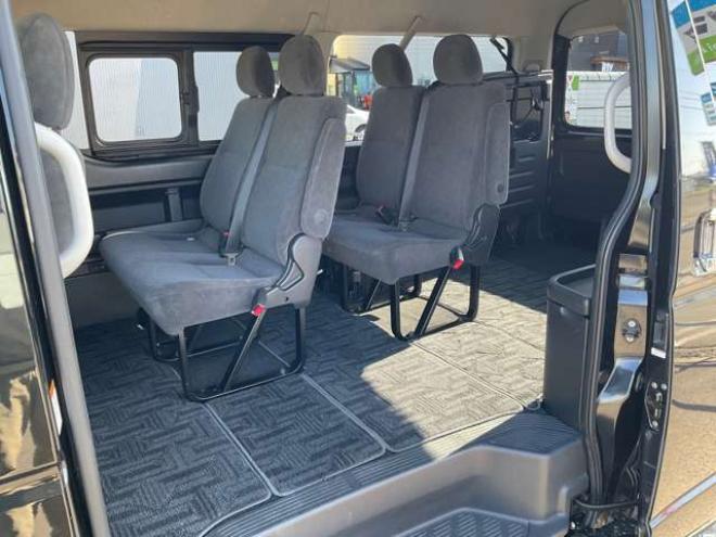 ハイエース2.7 GL ロング ミドルルーフ 4WD　社外メモリーナビTV　バックカメラ　ワークエクストラップ17インチアルミ　415コブラフロントスポイラー　パワースライドドア　LEDヘッドライト　Wエアバック　スマートキー　AC100V 2700