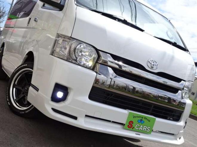 ハイエースバン2.7 スーパーGL ダークプライム ワイド ミドルルーフ ロングボディ 4WD　本州車　保証1年/走行距離無制限 4WD　後期仕様　モデリスタエアロ　両側パワースライドドア　舞杏KBレーシング2アルミホイール　ALPINE製ナビ　地デジ　バックカメラ　現行型ドアミラー　スマートキー ベットキット 2700