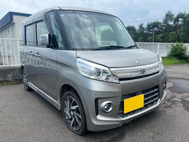 スペーシアカスタムT ターボ 車検10/8 タービン交換渡し 両側パワースライドドア HIDライト プッシュスタート&スマートキー アイドリングストップ 4WD 660 5Dr