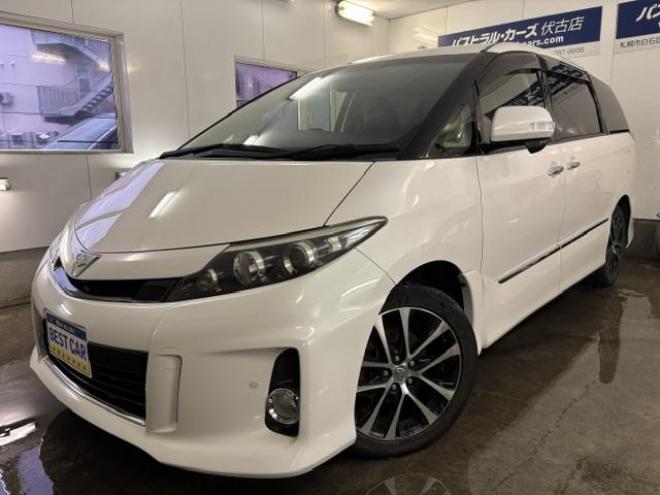 エスティマアエラス　プレミアムエディション　本州仕入　禁煙車　パワーバックドア　両側パワースライドドア　純正ナビ　地デジ　Ｂｌｕｅｔｏｏｔｈ　バックカメラ　純正ブラックハーフレザーシート　純正１８インチＡＷ　社外１６ＡＷ＋スタッドレスタイヤ付 4WD 2400 5Dr
