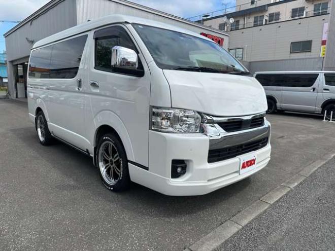 ハイエース2.7 GL ロング ファインテックツアラー 4WD　プッシュスタート　両側パワースライドドア　オートハイビーム ETC2.0 パノラマミックビュー ディスプレイオーディオ バックカメラ　Bluetooth　フルセグTV リアヒーター&クーラーコントローラー ルーフスピーカー 2700