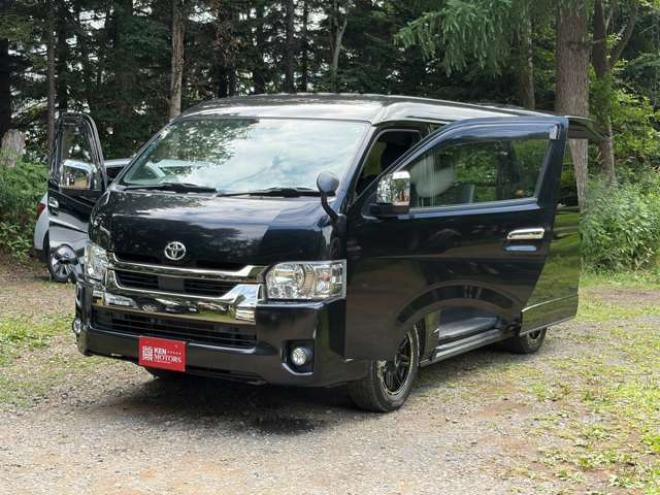 ハイエースバン2.7 スーパーGL ダークプライムII ワイド ミドルルーフ ロングボディ 4WD　ワンオーナー車社外テール　社外ナビ　後席モニターバックカメラ　ハーフレザーシート　ベットキット 2700