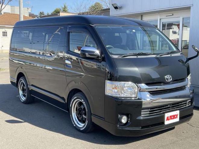 ハイエース2.7 GL ロング ミドルルーフ 4WD　社外メモリーナビTV　バックカメラ　ワークエクストラップ17インチアルミ　415コブラフロントスポイラー　パワースライドドア　LEDヘッドライト　Wエアバック　スマートキー　リアヒーター&クーラー 2700