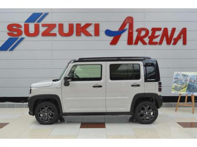 ハスラータフワイルドターボ 4WD　届出済未使用車ハイブリッド4WDターボセーフティサポート搭載スズキコネクト対応通信機装着車アダプティブクルーズコントロール全方位モニター付9インチナビTVバックカメラハイビームアシストLEDライト 登録済未使用車 660