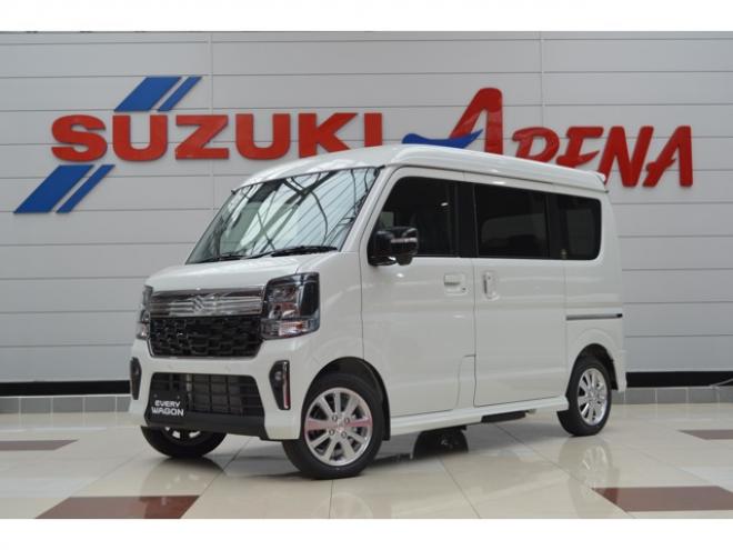 エブリイワゴン PZターボスペシャル ハイルーフ 4WD　届出済未使用車4WDターボセーフティサポート搭載アイドリングストップスズキコネクト対応通信機CVTマチック両側オートスライドドアステップ全方位モニター付9インチナビTVバックカメラハイビームアシストLEDライト 登録済未使用車 660