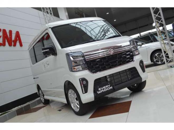 エブリイワゴン PZターボスペシャル ハイルーフ 4WD　届出済未使用車4WDターボセーフティサポート搭載アイドリングストップスズキコネクト対応通信機CVTマチック両側オートスライドドアステップ全方位モニター付9インチナビTVバックカメラハイビームアシストLEDライト 登録済未使用車 660