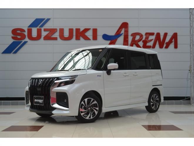 ソリオ1.2 バンディット ハイブリッド MV 4WD　登録済未使用車ハイブリッド4WDスズキコネクト対応通信機装着車セーフティサポート全方位モニター付9インチナビTVバックカメラアダプティブクルーズコントロール両側オートスライドドアLEDパーキングセンサー 登録済未使用車 1200