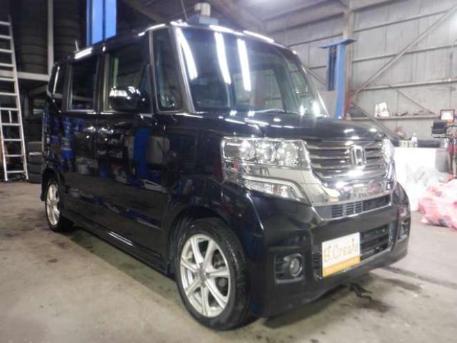 N-BOXカスタムG ターボパッケージ 4WD　ナビ・TV・Bカメラ・ETC・両側電動・クルコン・ターボ・HID・ETC・スマートキー・プッシュスタート・オートライト・オートエアコン・パドルシフト・ベンチレーション・フォグランプ・ 660