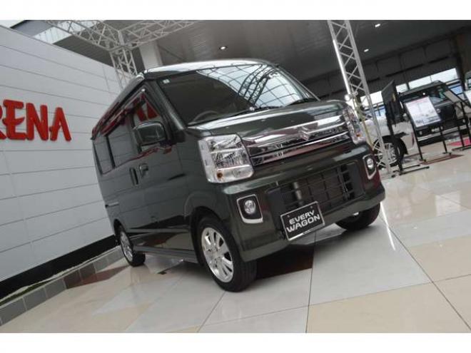 エブリイワゴン PZターボ ハイルーフ 4WD　ワンオーナー車ハイルーフ4WDターボセーフティサポート搭載アイドリングストップ左オートスライドドア8インチナビTVバックカメラハイビームアシストLEDドラレコ前後ETCシートヒーター 660