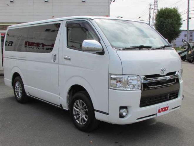 ハイエースバン2.8 スーパーGL 50TH アニバーサリー リミテッド ロングボディ ディーゼルターボ 4WD　ディーゼルターボ/両側パワースライドドア/衝突軽減ブレーキ/LEDヘッドライト/SDナビ/フルセグTV/バックカメラ/ブルートゥース/ETC/オートライト/オートハイビーム/社外アルミホイール 2800