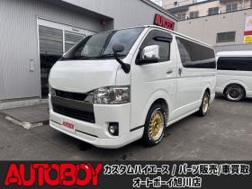 ハイエースバン　2.8 スーパーGL ダークプライムII ロングボディ ディーゼルターボ 4WD　ESSEX　FスポイラーVer3 サイドライナー リアライナー フロアマッド ENCD17インチ YOKOHAMA PA03 ハーフレザーシート Pスタート リアヒーター&クーラー 社外テールランプ OPLEDヘッドライト ベッドキット 2800