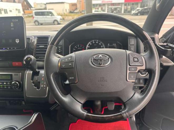 ハイエースバン2.8 スーパーGL ダークプライムII ロングボディ ディーゼルターボ 4WD　社外センターコンソール ステアリングスイッチ 車線逸脱防止 横滑り防止 両側PS オートハイビーム ETC 11インチDA Bカメラ デジタルインナーミラー ドライブレコーダーベッドキット リアヒーター&クーラー  DPF 2800