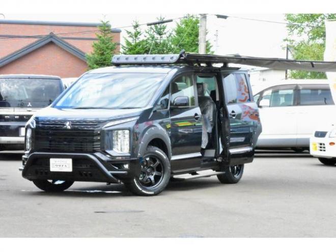 デリカＤ：５ シャモニー ４ＷＤ サイドタープ／ルーフキャリア リフトアップ １６インチホイール／ＭＴタイヤ ＢＳスタッドレス フリップダウンモニター（北海道） 4WD 2200(D) 5Dr
