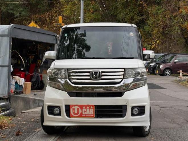 N-BOXカスタムG Lパッケージ　4WD タイミングチェーン車　Bluetooth フルセグテレビ　ナビ　DVD再生　ETC エンジンスターター　HID スマートキー　左パワースライド 4WD 660 5Dr