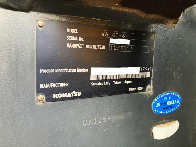 ホイールローダコマツ　中古　WA100-6　タイヤショベル　建機