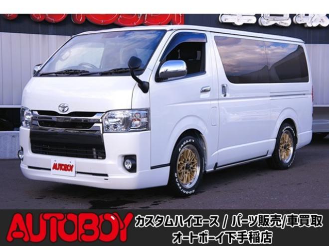 ハイエースバン2.8 スーパーGL ダークプライムII ロングボディ ディーゼルターボ 4WD　ワンオーナー　メモリーナビTV　バックカメラ　ワークエクストラップ17インチAW　ローダウン　415コブラフロントスポイラー　両側パワースライドドア　AC100V　トヨタセーフティセンス　寒冷地仕様 2800