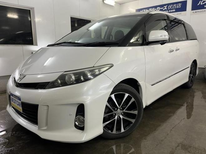 エスティマアエラス　プレミアムエディション　本州仕入　寒冷地仕様　禁煙車　両側パワースライドドア　純正ナビ　地デジ　Ｂｌｕｅｔｏｏｔｈ　バックカメラ　純正１８インチＡＷ　社外１６ＡＷ＋スタッドレスタイヤ付　ブラックレザーシートカバー　ＥＴＣ 4WD 2400 5Dr