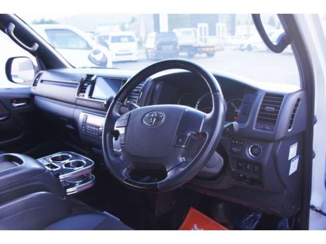 ハイエースバン2.8 スーパーGL ダークプライムII ロングボディ ディーゼルターボ 4WD　ワンオーナー　メモリーナビTV　バックカメラ　ワークエクストラップ17インチAW　ローダウン　415コブラフロントスポイラー　両側パワースライドドア　AC100V　トヨタセーフティセンス　寒冷地仕様 2800