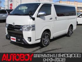 ハイエースバン　2.8 スーパーGL ダークプライムII ロングボディ ディーゼルターボ 4WD　ワンオーナー　TRDフロントスポイラー　TRD　TF7Aアルミホイール　両側パワースライドドア　リアヒーター　純正ナビ　フルセグ　Bluetooth　レーダーブレーキ　荷室ダウンライト　車線逸脱警報 2800