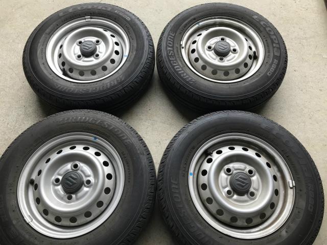 札幌のスズキ純正スチールホイール夏タイヤセット BS 145/80R12 80/78N