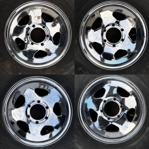 希少パジェロ純正メッキホイール！L049GW？L149GW？おまけスタッドレス30×9.50R15LT 6P.R.