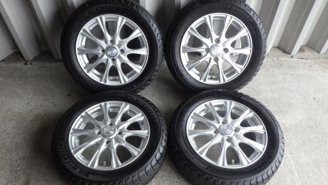 14×4.5J 4H/100 45 2024年製8.5分山！ミシュランX-ICE SNOW 155/65R14 75T WEDSアルミ 14x 4.5J ＋45 100 4H